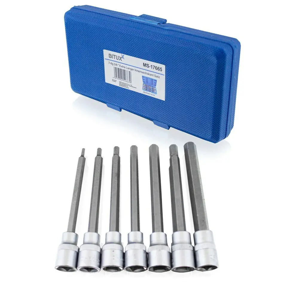 ⁨HEXAGON HEX SOCKET WRENCH SET 7 ELEMENTS 3/8'' IN A CASE⁩ at Wasserman.eu