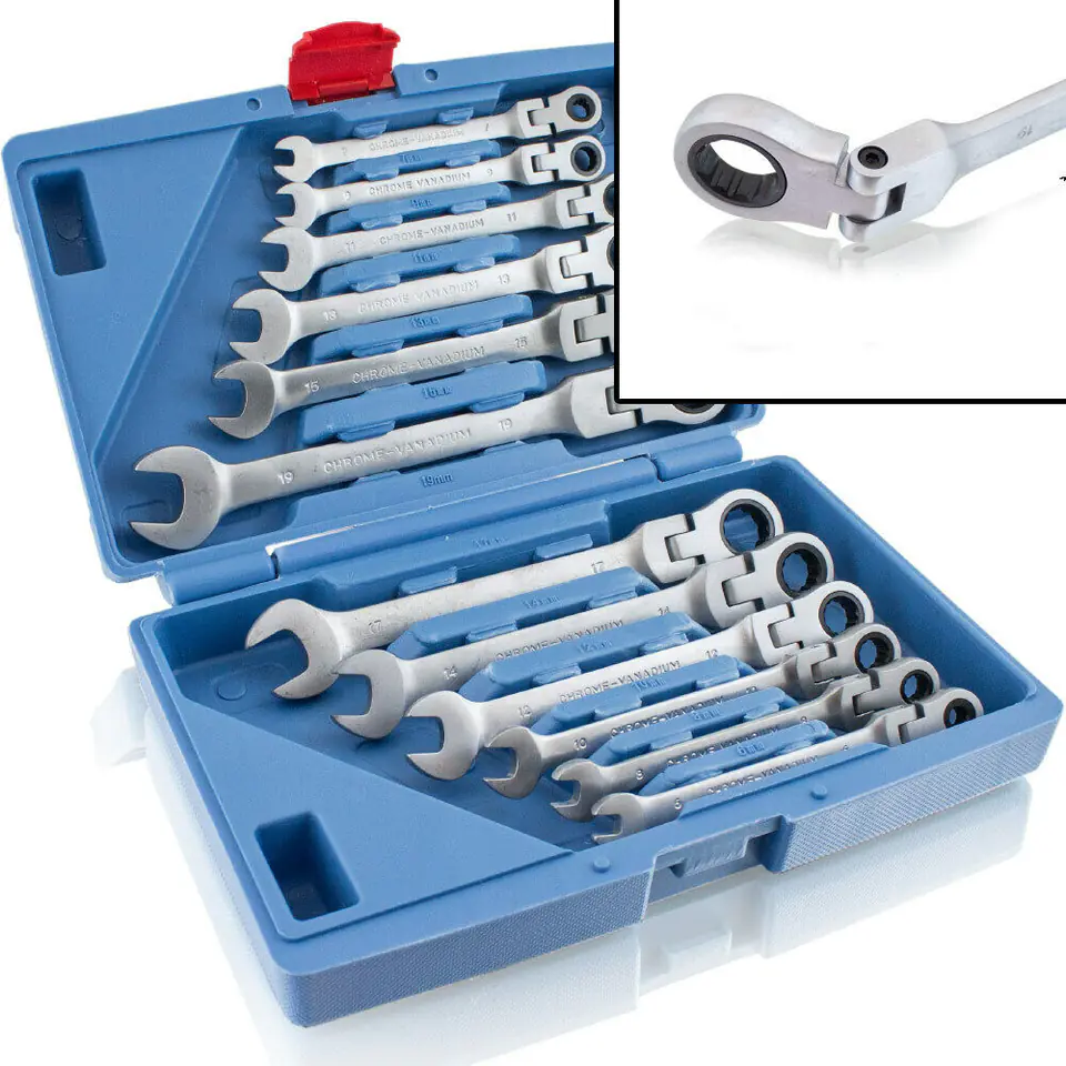 ⁨Zestaw Kluczy płaskooczkowe stalowe 12 szt w walizce - Klucze płaskie⁩ w sklepie Wasserman.eu