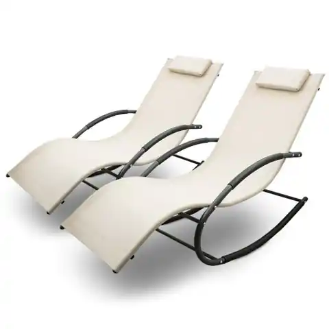 ⁨Set of garden loungers 2 pcs rockers couches for the terrace beige⁩ at Wasserman.eu