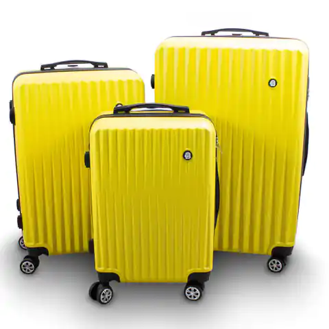 ⁨Zestaw walizek Komplet walizki 3szt XL+L+M żółty SET na kółkach⁩ w sklepie Wasserman.eu