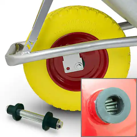 ⁨Yellow tubeless wheel for wheelbarrow/trolley Strong with additional axle universal⁩ at Wasserman.eu