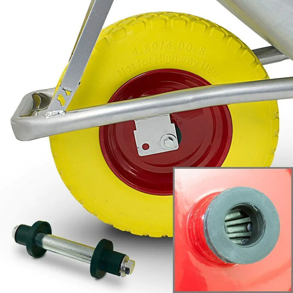 ⁨Yellow tubeless wheel for wheelbarrow/trolley Strong with additional axle universal⁩ at Wasserman.eu