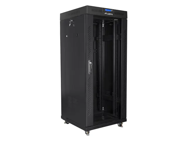 ⁨SZAFA INSTALACYJNA RACK STOJĄCA 19" 27U 600X600 CZARNA DRZWI SZKLANE LCD LANBERG (FLAT PACK)⁩ w sklepie Wasserman.eu