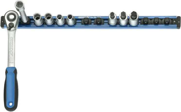 ⁨Cap strip with 14 sockets from the outside and 2 sockets. 4-cat.3/8" 480mm GEDORE⁩ at Wasserman.eu