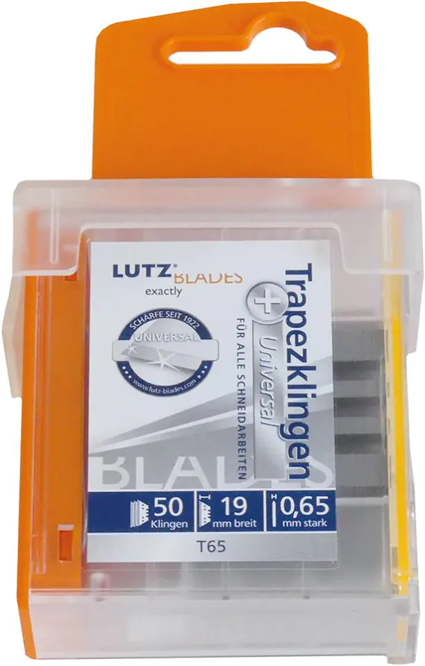 ⁨Blade trapezoid.standard0,65mm,50 pcs. in reverse. LUTZ BLADES⁩ at Wasserman.eu