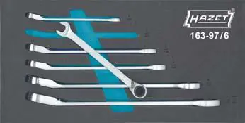 ⁨Zestaw kluczy płasko-oczkowych grzechotkowych 8-19mm, 6-cz. 163-97/6  HAZET⁩ w sklepie Wasserman.eu