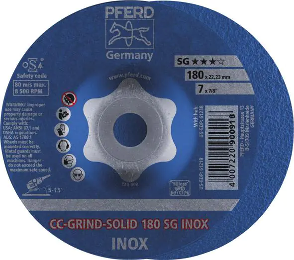 ⁨Disc grinding wheel. CC-GRIND Solid INOX 180mm PFERD⁩ at Wasserman.eu