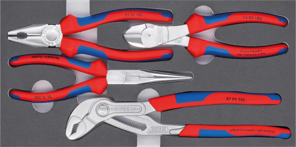 ⁨Zestaw szczypiec w piankowej wkładce, 4-cz. 00 20 01 V17, KNIPEX⁩ w sklepie Wasserman.eu