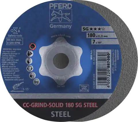 ⁨Disc grinding wheel. CC-GRIND Solid Steel 180mm PFERD⁩ at Wasserman.eu
