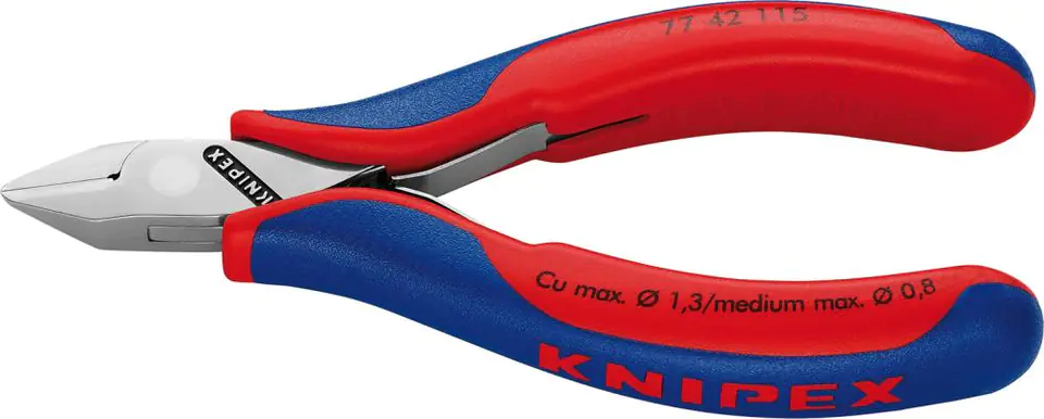⁨Side cutting pliers for electronics, pointed head without bevel 115mm KNIPEX⁩ at Wasserman.eu