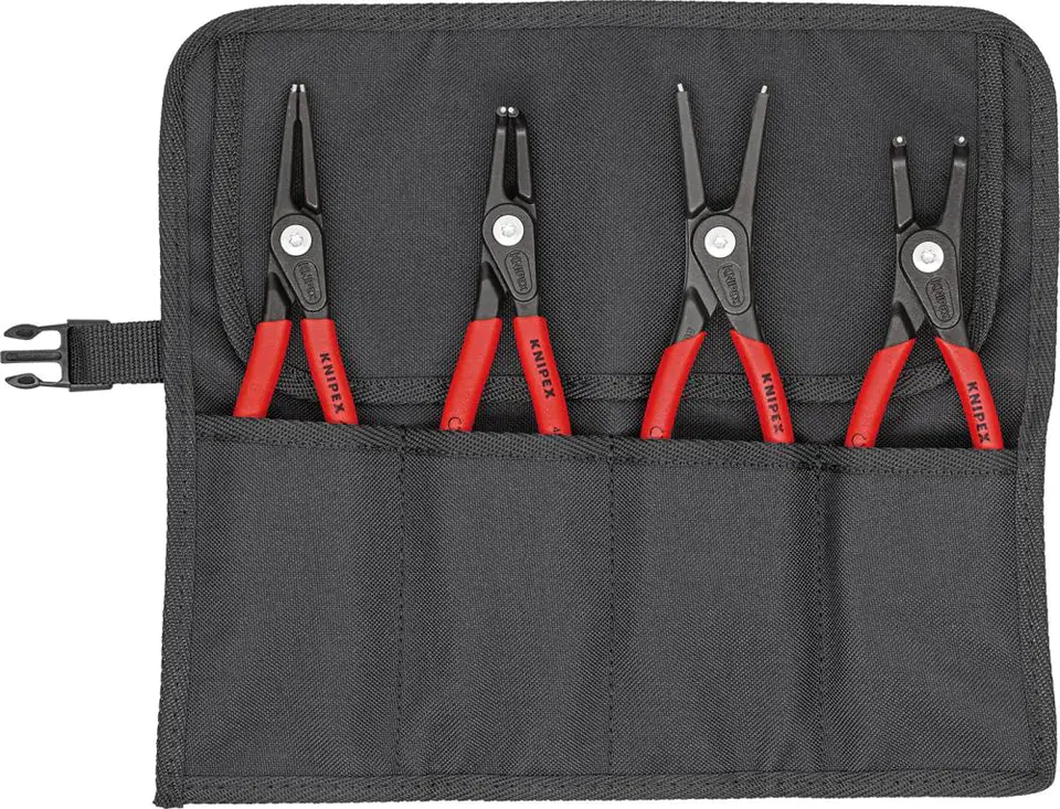 ⁨Set of pliers for fixing rings, precision, in a 4-piece roll-up case. KNIPEX⁩ at Wasserman.eu