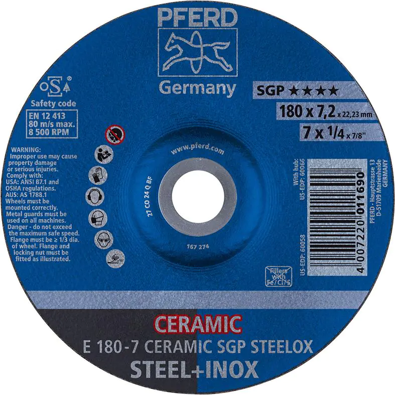 ⁨Abrasive disc for rev. coarse, offset CO24QSG 115x7,2mm PFERD⁩ at Wasserman.eu