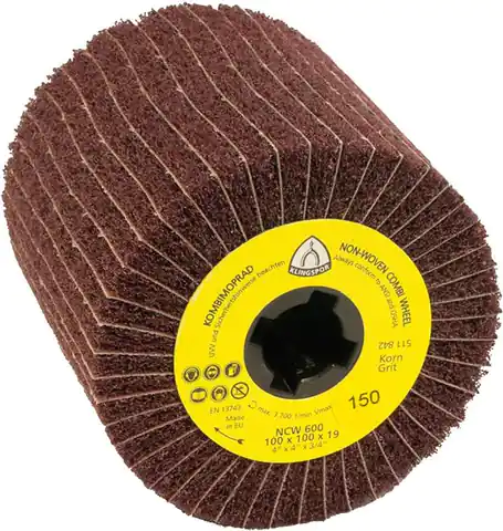 ⁨Flap grinding wheel with non-woven fabric NCW600 K100 100x100x19mm Klingspor⁩ at Wasserman.eu