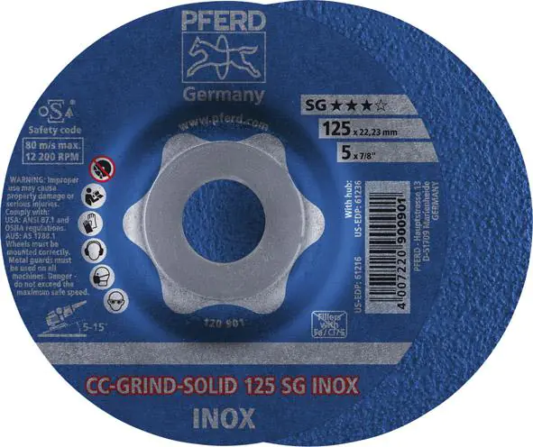 ⁨Disc grinding wheel. CC-GRIND Solid INOX 125mm PFERD⁩ at Wasserman.eu