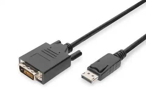 ⁨Kabel adapter Displayport z zatrzaskiem 1080p 60Hz FHD Typ DP/DVI-D (24+1) M/M czarny 2m⁩ w sklepie Wasserman.eu