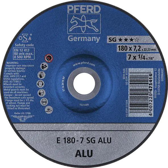 ⁨Abrasive wheel for roughing, offset for aluminium A24NSG 115x7,2mm PFERD⁩ at Wasserman.eu