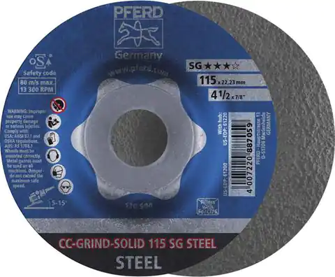 ⁨Disc grinding wheel. CC-GRIND Solid SG STEEL 115mm PFERD⁩ at Wasserman.eu