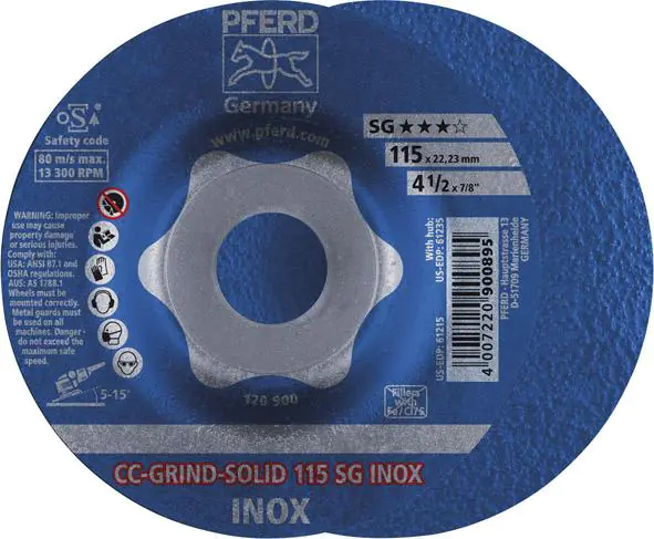 ⁨Disc grinding wheel. CC-GRIND Solid SG INOX 115mm PFERD⁩ at Wasserman.eu