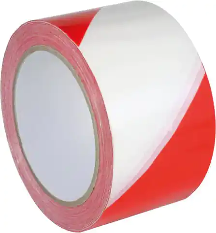 ⁨Self-adhesive marking warning tape,PVC, 60mmx66m,red & white⁩ at Wasserman.eu