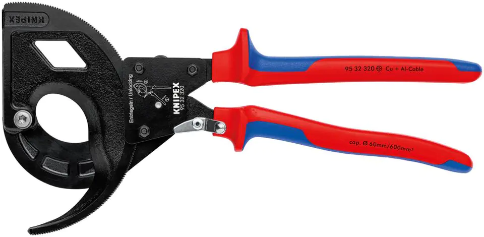 ⁨Nożyce do cięcia kabli, 320 mm, z grzechotka, 95 32 320, KNIPEX⁩ w sklepie Wasserman.eu