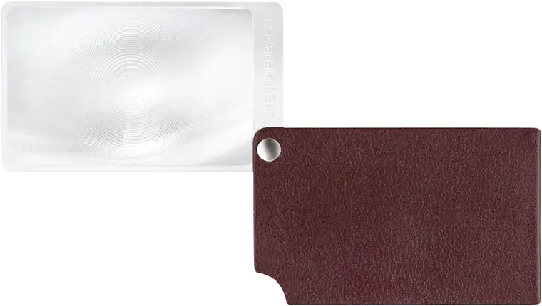 ⁨Magnifier in credit card format, red viso POCKET 2,5x,leather caseESCHENBACH⁩ at Wasserman.eu