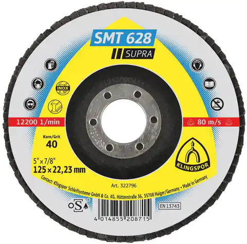 ⁨Blade disc grinding wheel SMT628, straight 125mm K60 Klingspor⁩ at Wasserman.eu