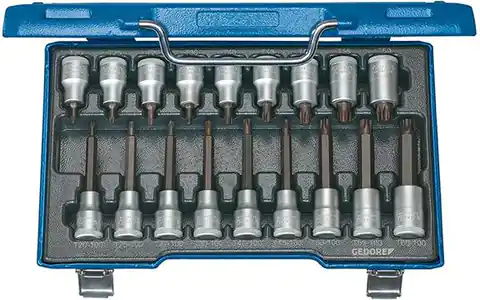 ⁨Zest.nasocketek screwdriver. 1/2" for Torx 20-T60 socket screws, 18-part GEDORE⁩ at Wasserman.eu