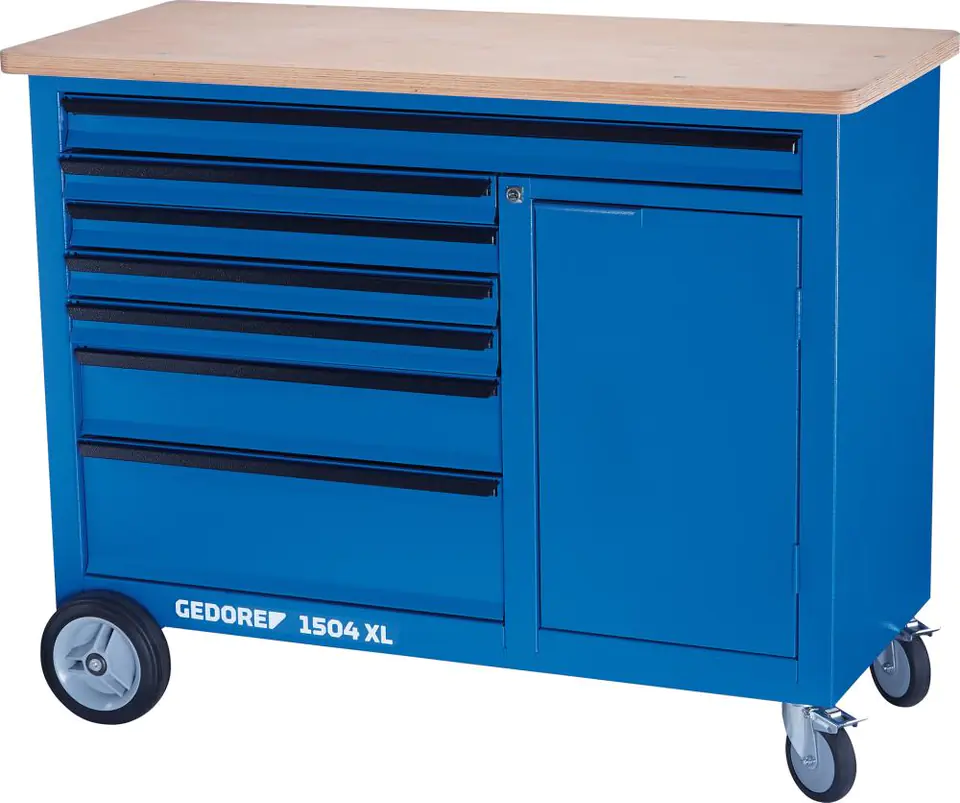 Workbench on wheels, with shelves and 6 GEDORE drawers at Wasserman.eu