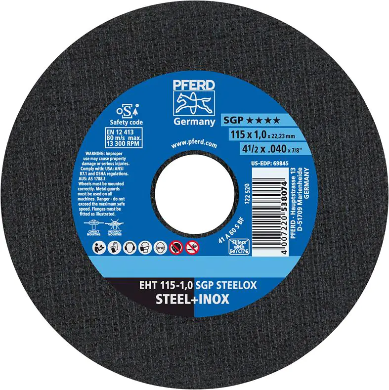 ⁨Cutting disc, straight A60SSG-INOX 115x1mm PFERD⁩ at Wasserman.eu