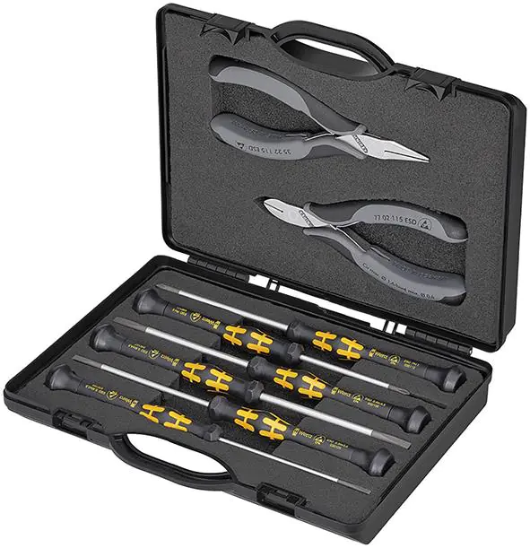 ⁨Set of ESD pliers for electronics, 8-part KNIPEX⁩ at Wasserman.eu