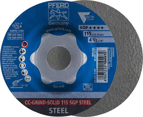 ⁨Disc grinding wheel. CC-GRIND Solid SGP STEEL 115mm PFERD⁩ at Wasserman.eu