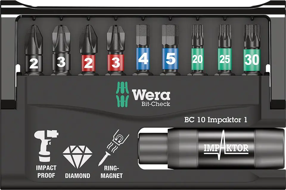 ⁨Zestaw bitow Bit-Check 10 Impaktor 1 Wera⁩ at Wasserman.eu