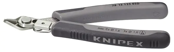 ⁨Side cutting pliers for electronics ESDV2A with clamp for wire 125mm KNIPEX⁩ at Wasserman.eu