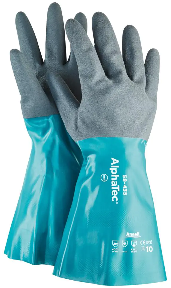 ⁨Rękawice chemiczne AlphaTec 58-435 z powłoką nitrylową, rozmiar 10 Ansell (12 par)⁩ w sklepie Wasserman.eu
