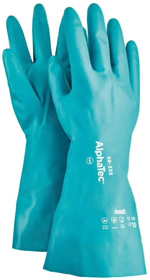 ⁨Rękawice chemiczne AlphaTec 58-335 z połoką nitrylową, rozmiar 7 Ansell (12 par)⁩ w sklepie Wasserman.eu