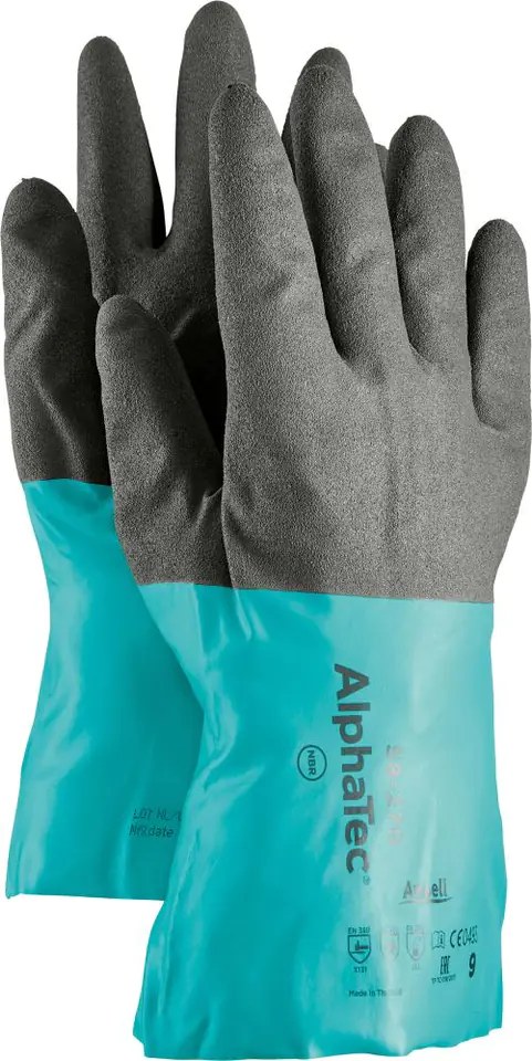 ⁨AlphaTec 58-270 gloves, size 11, black/green (12 pairs)⁩ at Wasserman.eu