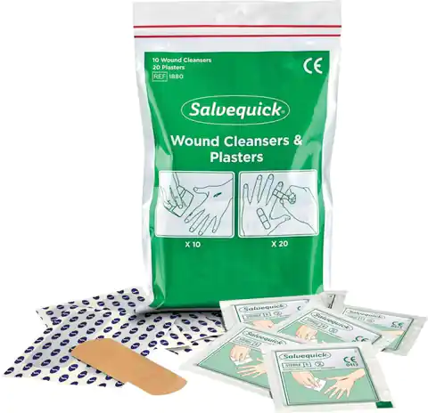 ⁨Kit: wound cleaner 10 pcs and plasters 20 pcs⁩ at Wasserman.eu