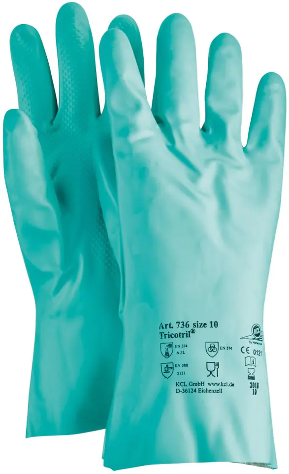 ⁨Tricotril 736 gloves, 300mm, pink 9, green (10 pairs)⁩ at Wasserman.eu