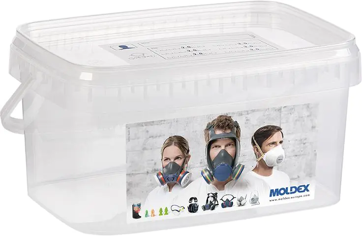 Storage container for half masks at Wasserman.eu