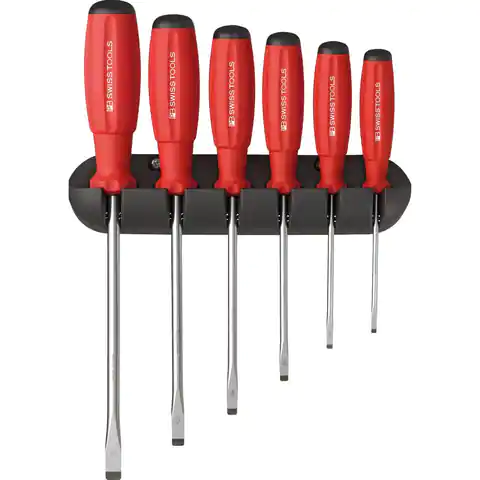 ⁨Zestaw wkrętaków 6-cz., płaskich w uchwycie ściennym SwissGrip PB Swiss Tools⁩ w sklepie Wasserman.eu