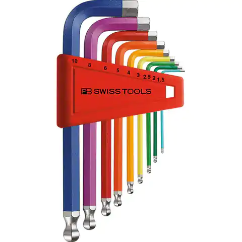 ⁨Key set.mandr.angle. in uchw.z create.artificial. 9-piece,1,5-10mm Rainbow Terminal.Kulis.PB Swiss Tools⁩ at Wasserman.eu