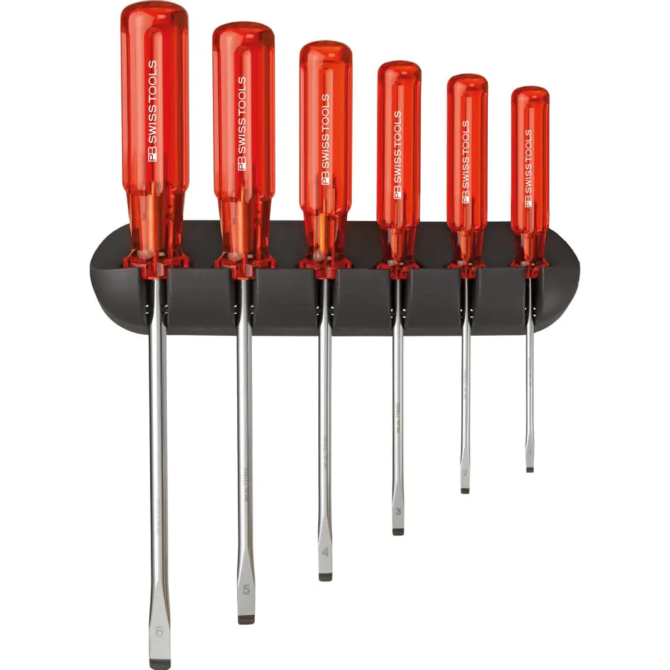 ⁨Zestaw wkrętaków 6-cz., płaskich w uchwycie ściennym Classic PB Swiss Tools⁩ w sklepie Wasserman.eu