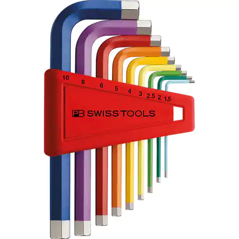⁨Zest.kluczy trzpien.kąt. w uchw.z tworz.sztuczn. 9-częściowy, 1,5-10mm Rainbow PB Swiss Tools⁩ w sklepie Wasserman.eu