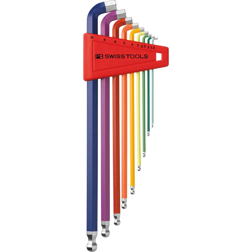 ⁨Winkelschraubendreher- Satz im Kunststoffhalter 9-teilig 1.5-10mm 100GradRainbow PB Swiss Tools⁩ at Wasserman.eu