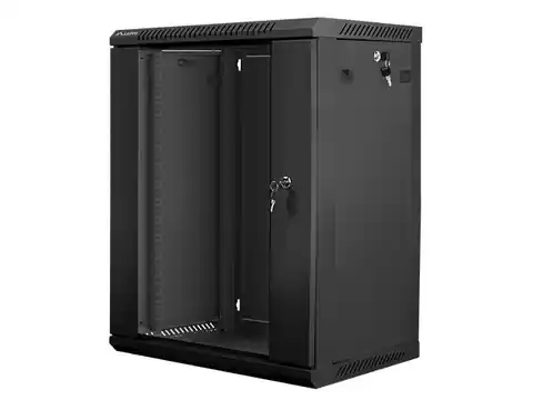 ⁨Szafa instalacyjna wisząca 19'' 15U 600X450mm czarna (drzwi      szklane)⁩ w sklepie Wasserman.eu