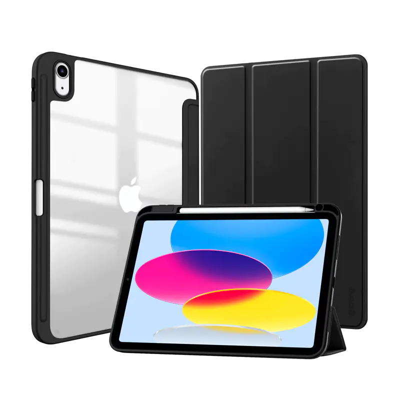 ⁨Crong PrimeFolio - iPad 10.9" Case (2022) with Stand and Apple Pencil (Black/Transparent)⁩ at Wasserman.eu