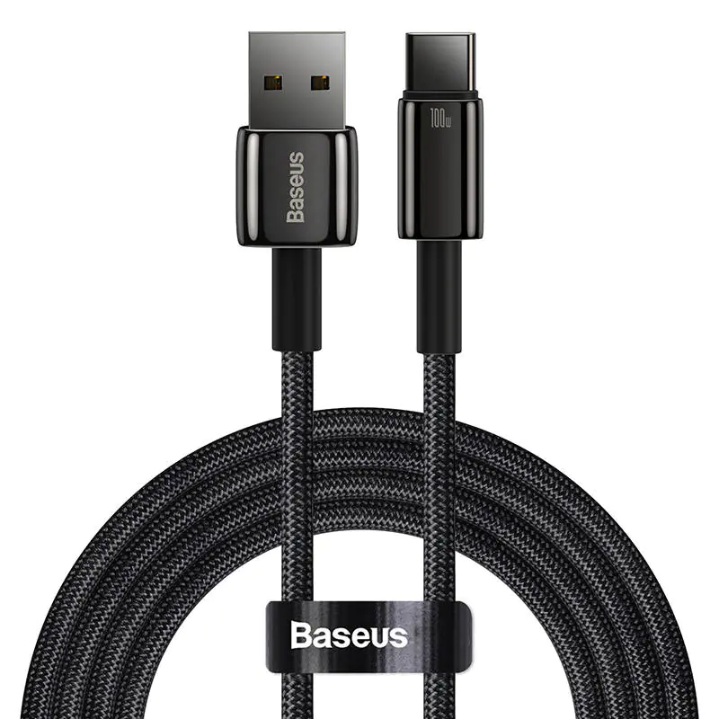 ⁨Kabel USB do USB-C Baseus Tungsten Gold, 100W, 1m (czarny)⁩ w sklepie Wasserman.eu