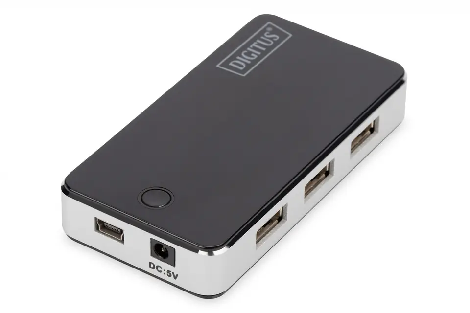 ⁨HUB/Koncentrator 7-portowy USB 2.0 HighSpeed, aktywny, czarno-srebrny⁩ w sklepie Wasserman.eu