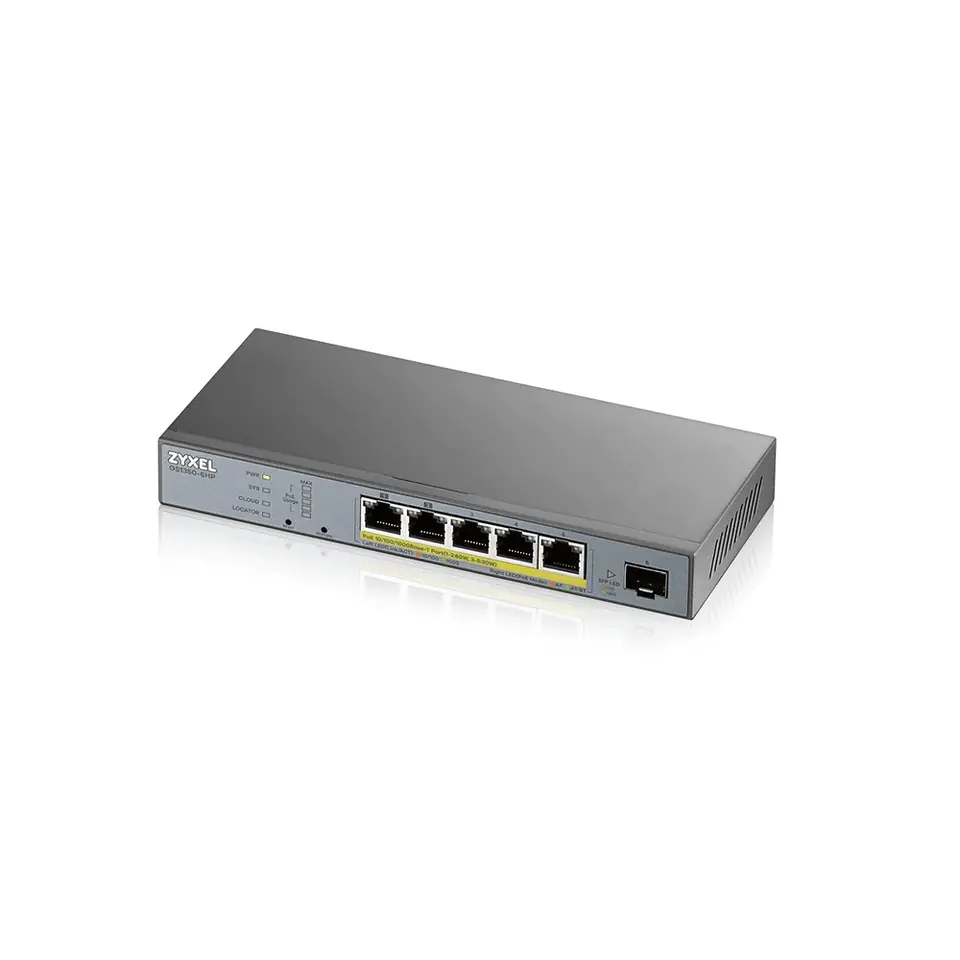 ⁨Switch Zyxel GS1350-6HP 6p PoE (PoE+: 3;PoE++: 2) 60W Managed Gigabit⁩ w sklepie Wasserman.eu