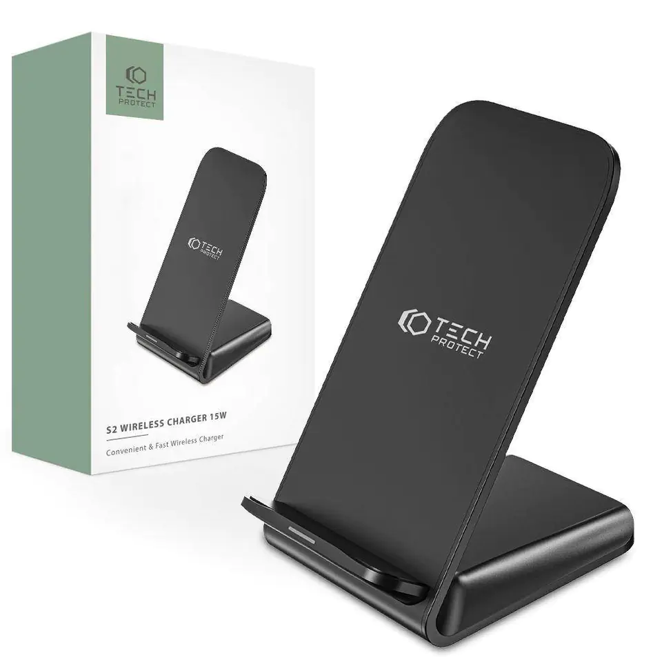 ⁨Wireless / Inductive Charger 15W Tech-Protect QI15W-S2 black⁩ at Wasserman.eu